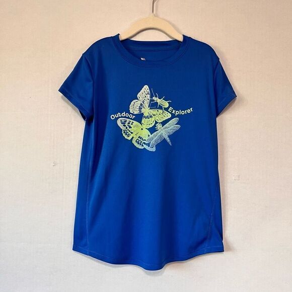 All In Motion Girls Blue With Butterfly Tee  Sz M(8)  NWOT - Picture 1 of 3